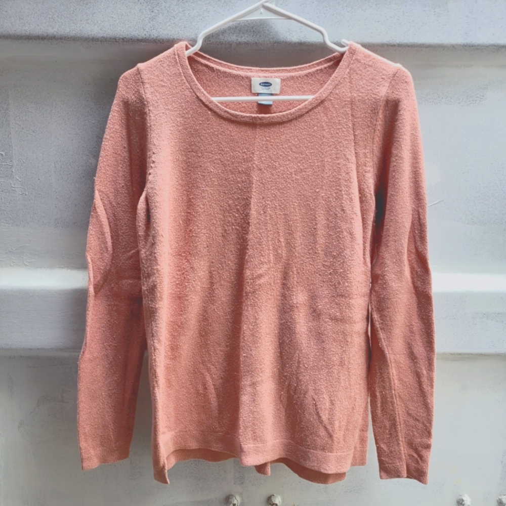 ❤️🩷❤️ Dusty pink metallic sparkle knit sweater top medium